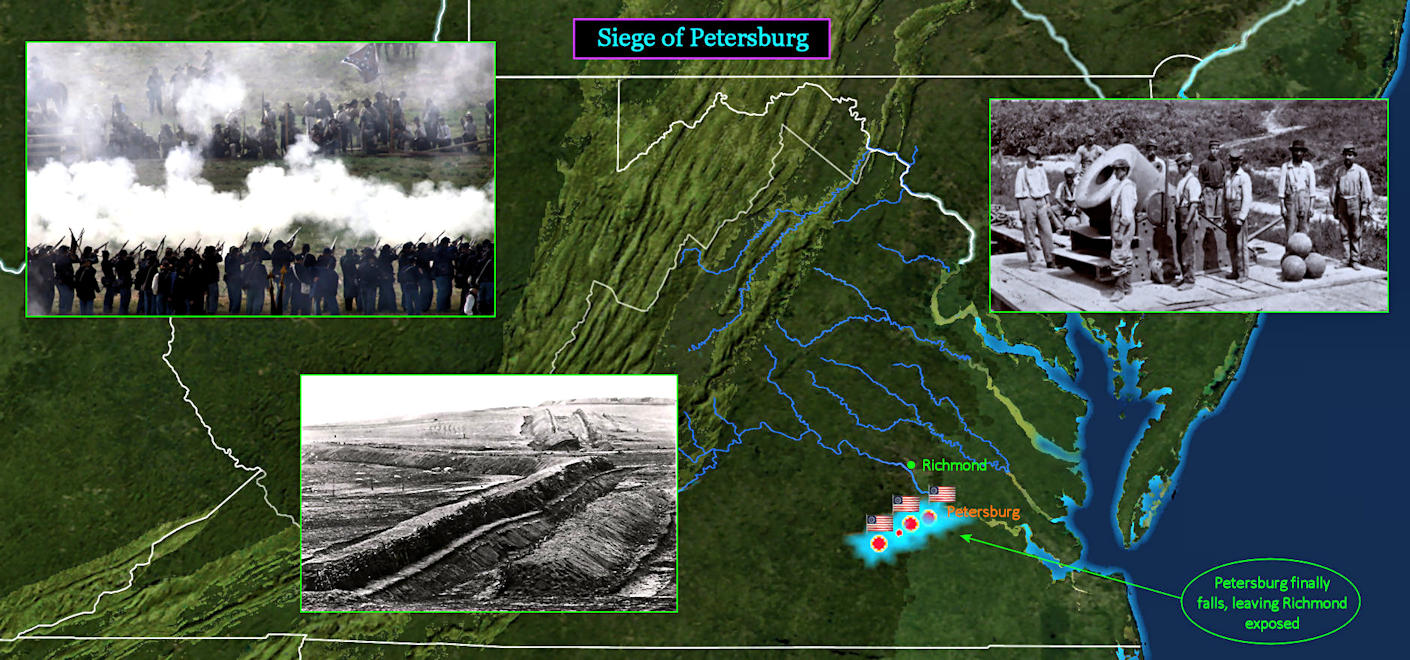 Siege of Petersburg, 1865 map